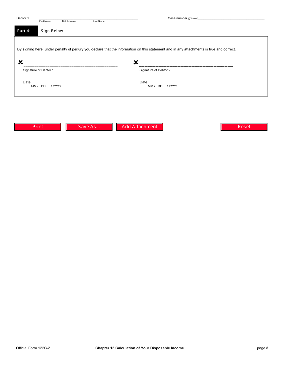 Official Form 122C-2 Chapter 13 Calculation of Your Disposable Income, Page 8