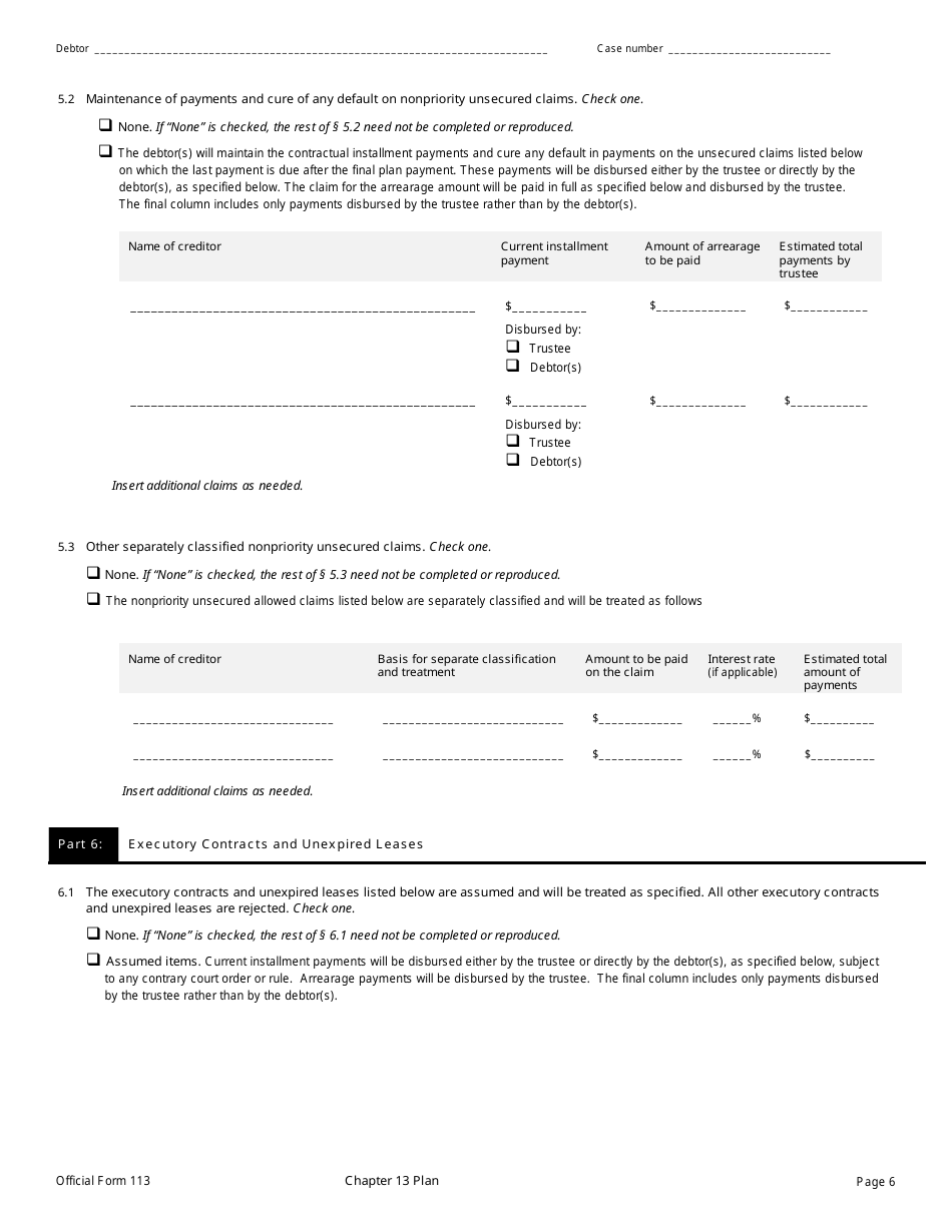 Official Form 113 - Fill Out, Sign Online and Download Printable PDF ...