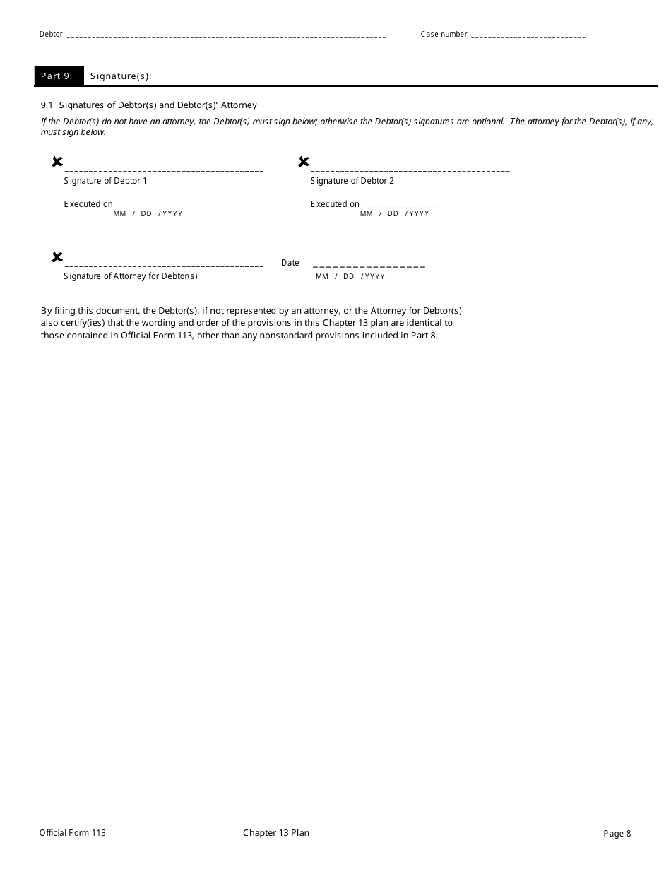 Official Form 113 Chapter 13 Plan, Page 8