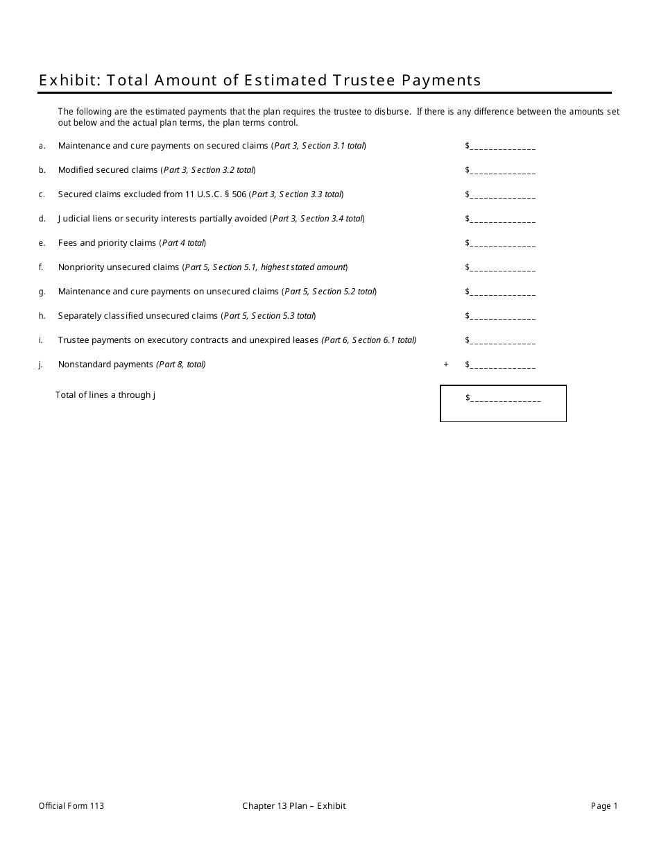 Official Form 113 Chapter 13 Plan, Page 9