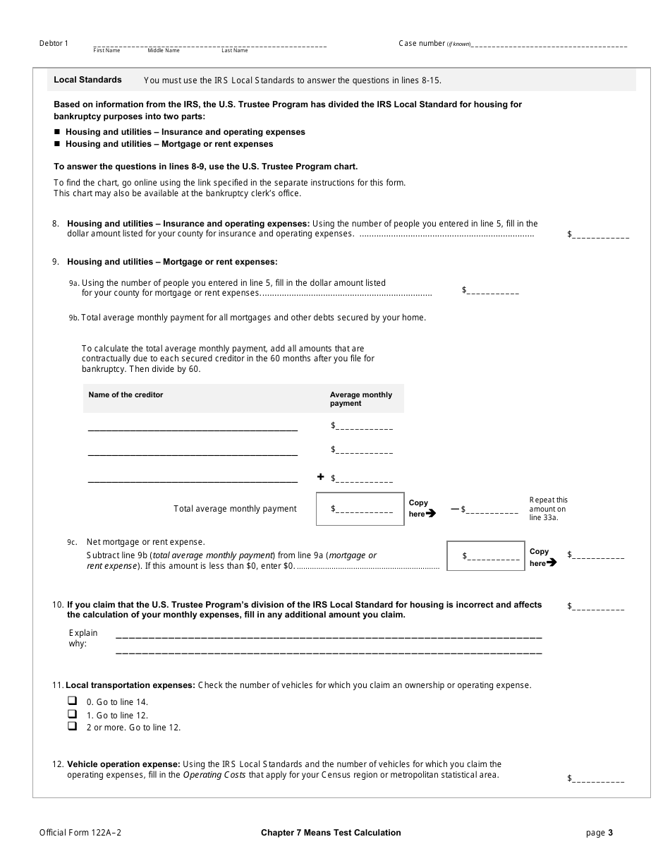 Official Form 122A-2 Chapter 7 Means Test Calculation, Page 3