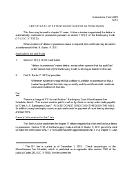 Document preview: Instructions for Form B2070 Certificate of Retention of Debtor in Possession