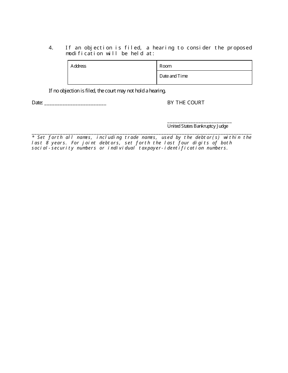 Form B2310A Order Fixing Time to Object to Proposed Modification of Confirmed Chapter 12 Plan, Page 2