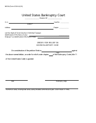 Document preview: Form B2530 Order for Relief in an Involuntary Case