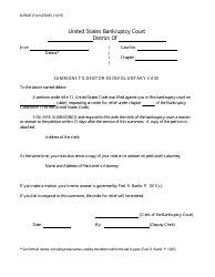 Document preview: Form B2500E Summons to Debtor in Involuntary Case