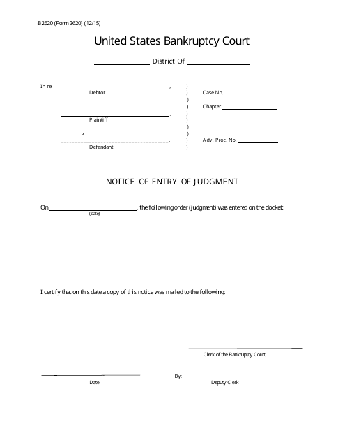 Form B2620 Notice of Entry of Judgment