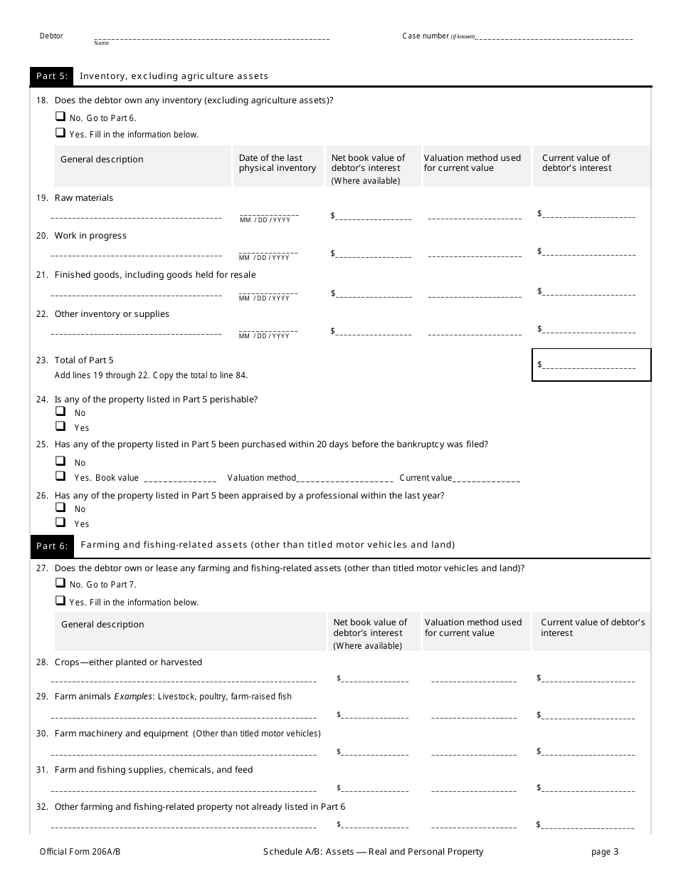 Official Form 206A / B Schedule A / B Assets - Real and Personal Property, Page 3
