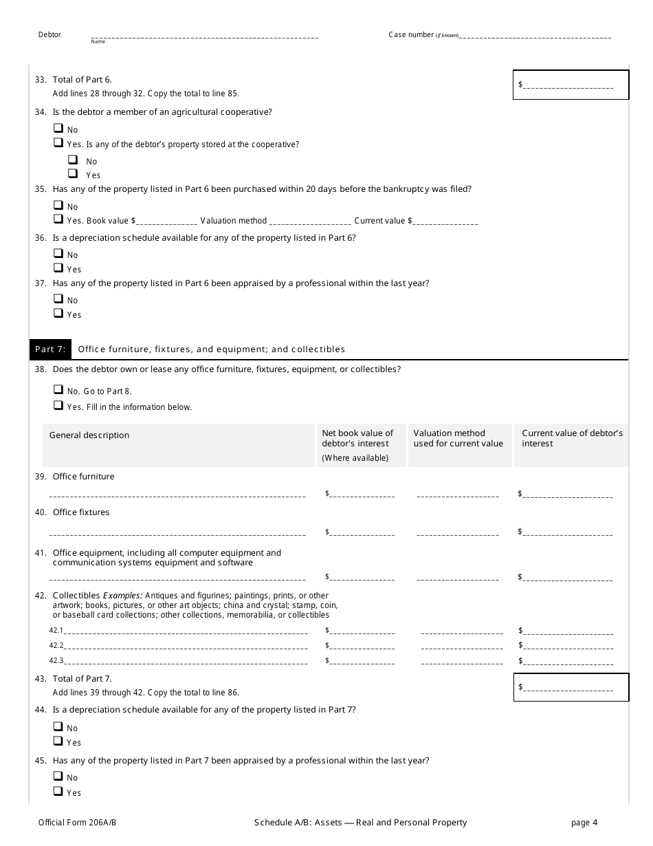 Official Form 206A / B Schedule A / B Assets - Real and Personal Property, Page 4