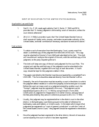 Document preview: Instructions for Form B2640 Writ of Execution to the United States Marshal