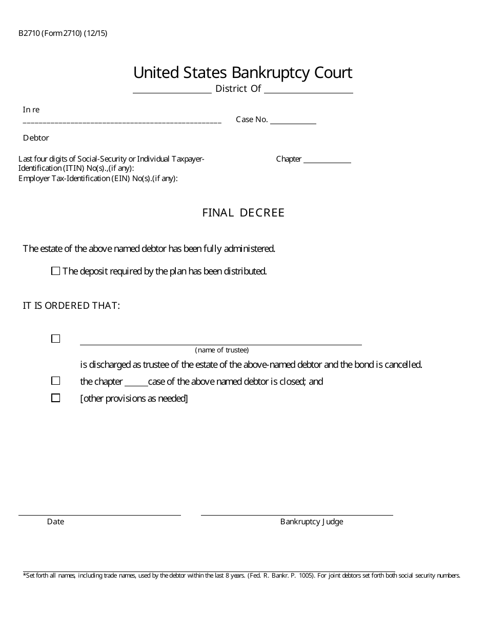 Form B2710 Final Decree, Page 1