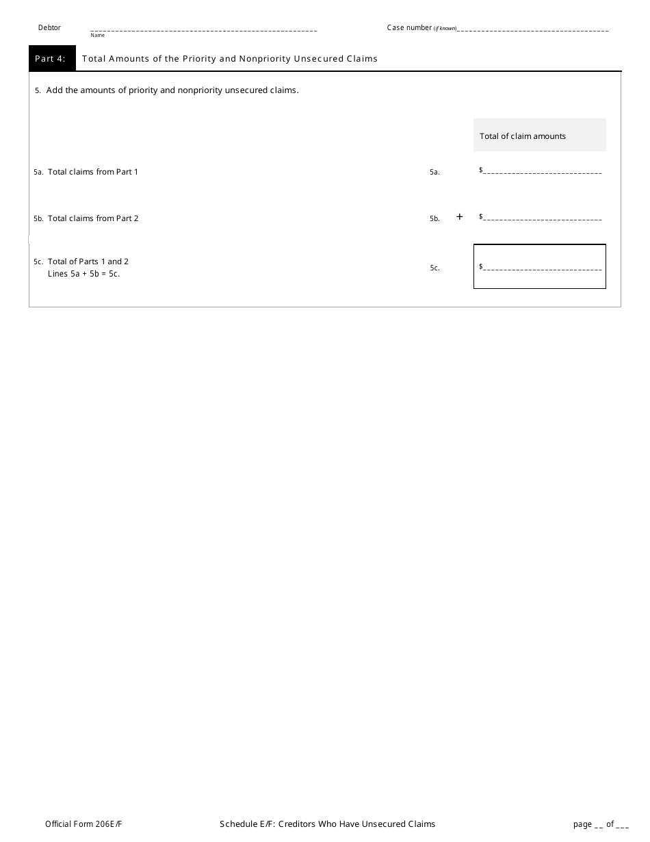 Official Form 206E / F Schedule E / F Creditors Who Have Unsecured Claims, Page 7