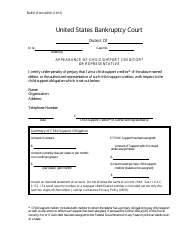 Document preview: Form B2810 Appearance of Child Support Creditor or Representative