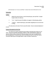 Document preview: Instructions for Form B2810 Appearance of Child Support Creditor or Representative