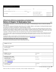 Official Form 309H &quot;Notice of Chapter 12 Bankruptcy Case&quot;