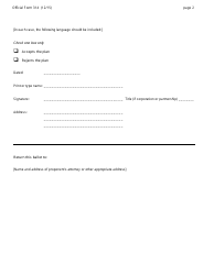 Official Form 314 Ballot for Accepting or Rejecting Plan of Reorganization, Page 2