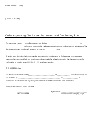 Form B3150S Order Approving Disclosure Statement and Confirming Plan
