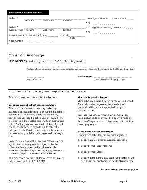 Official Form 3180F Order of Discharge