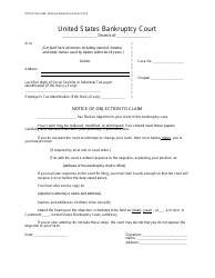 Document preview: Official Form 420B Notice of Objection to Claim