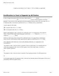 Official Form 424 &quot;Certification to Court of Appeals by All Parties&quot;