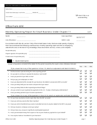 Official Form 425C &quot;Monthly Operating Report for Small Business Under Chapter 11&quot;