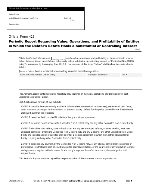 Official Form 426  Printable Pdf