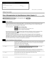 Official Form 425A Plan of Reorganization for Small Business Under Chapter 11