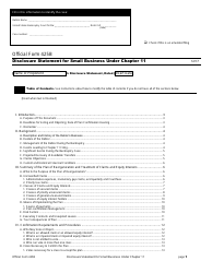 Official Form 425B &quot;Disclosure Statement for Small Business Under Chapter 11&quot;