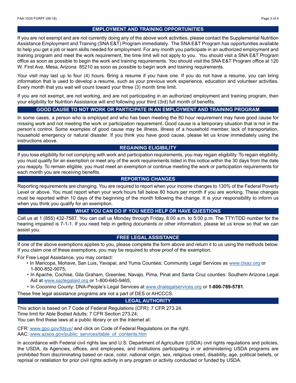 Form FAA-1530 FORFF Abawd Participation and Referral Notice - Arizona, Page 3