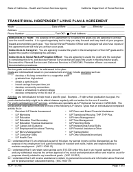 Form TILP1 Transitional Independent Living Plan &amp; Agreement - California