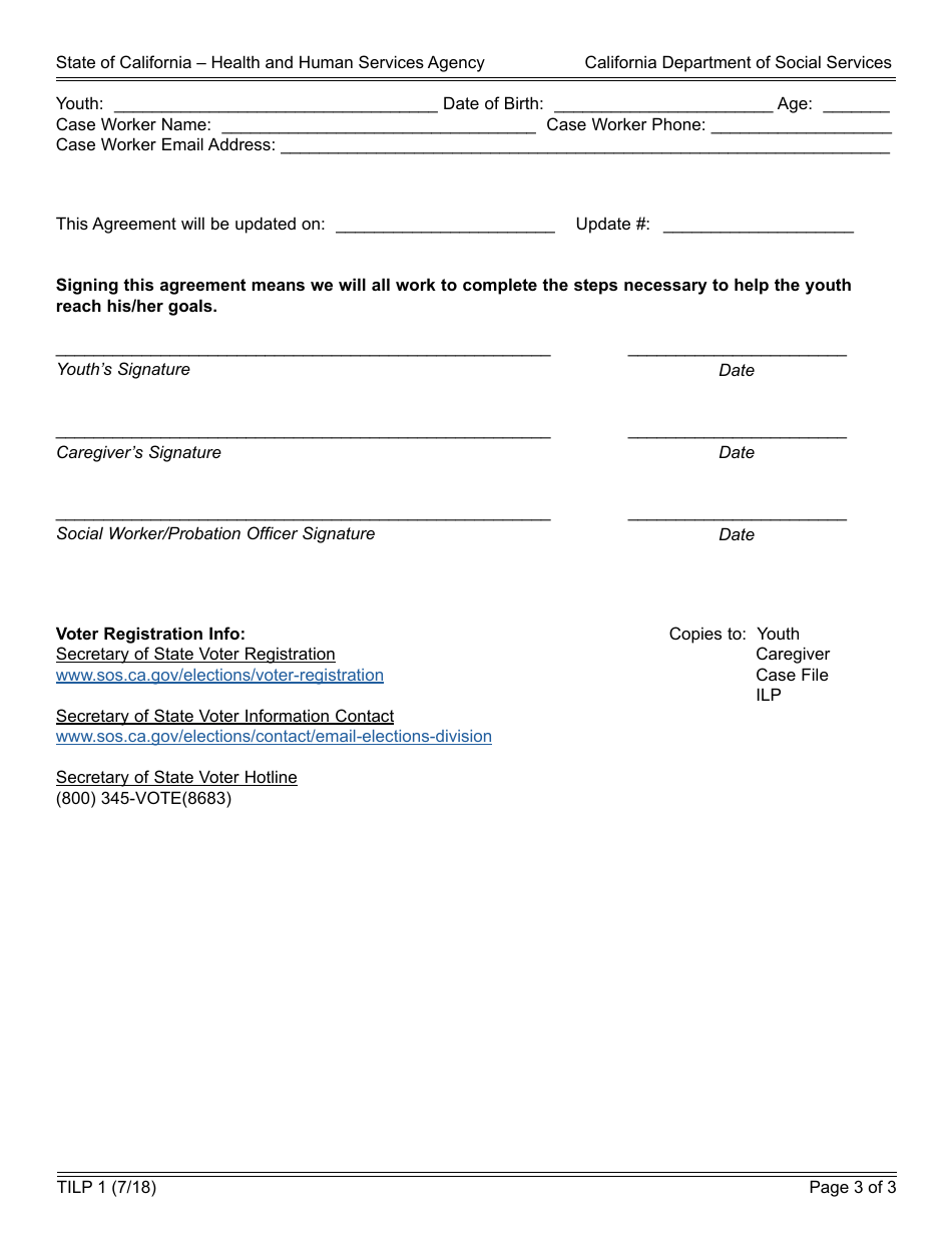 Form TILP1 Transitional Independent Living Plan  Agreement - California, Page 3