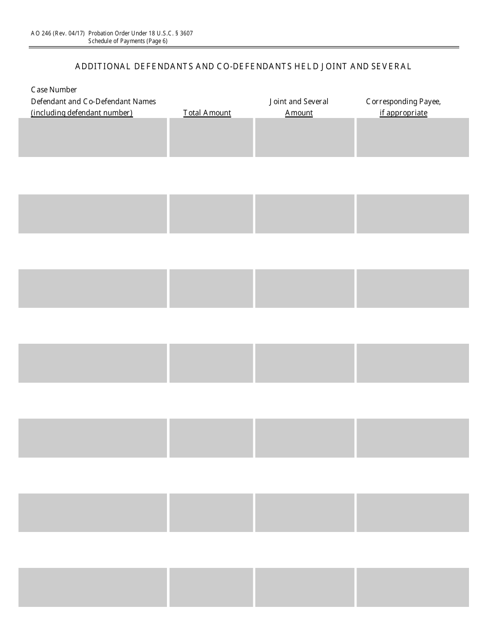 Form AO246 Probation Order Under 18 U.s.c. 3607, Page 6