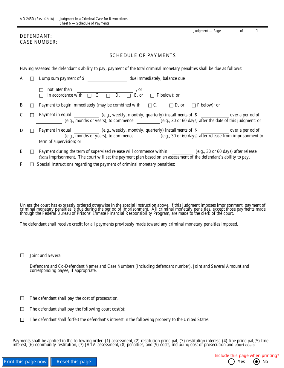 Form AO245D Judgment in a Criminal Case (For Revocation of Probation or Supervised Release), Page 18
