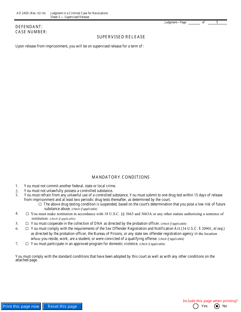Form AO245D Judgment in a Criminal Case (For Revocation of Probation or Supervised Release), Page 5