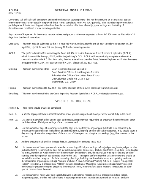 Form AO40A  Printable Pdf