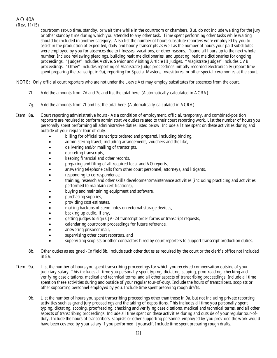 Download Instructions for Form AO40A Attendance and Transcripts of ...