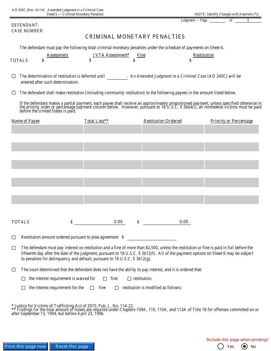 Form AO245C Amended Judgment in a Criminal Case, Page 15