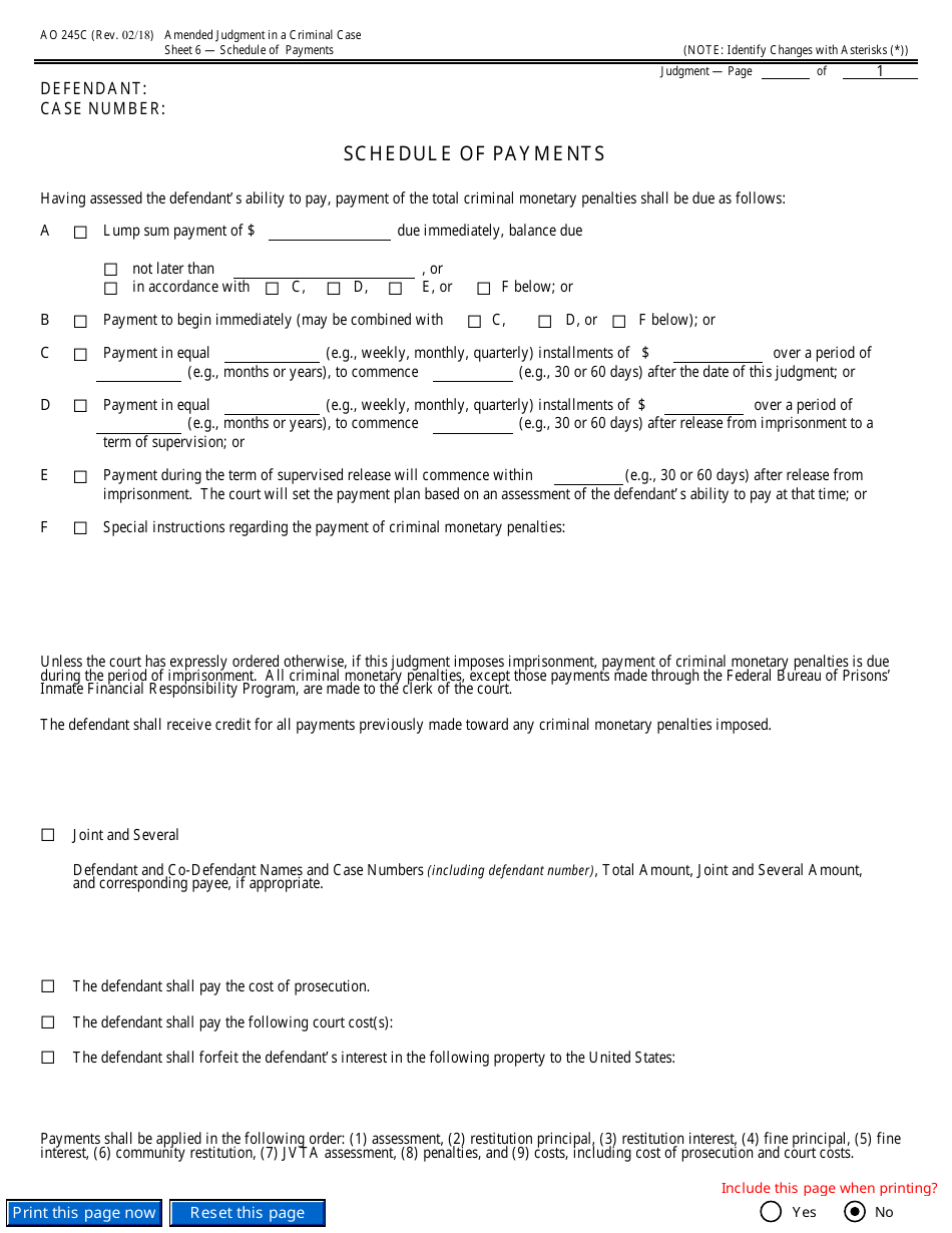 Form AO245C Amended Judgment in a Criminal Case, Page 18