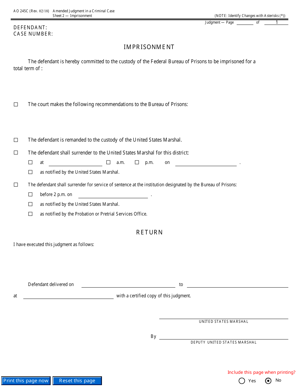 Form AO245C Amended Judgment in a Criminal Case, Page 3