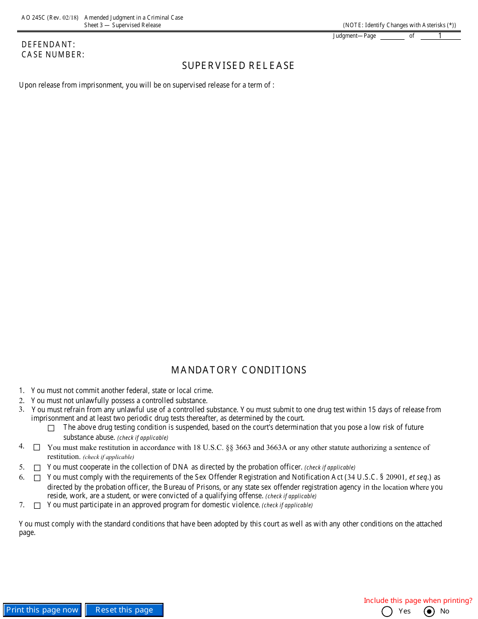 Form AO245C Amended Judgment in a Criminal Case, Page 5