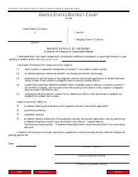 Form AO466 Waiver of Rule 32.1 Hearing (Violation of Probation or Supervised Release)