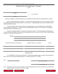 Form AO85A Notice, Consent, and Reference of a Dispositive Motion to a Magistrate Judge