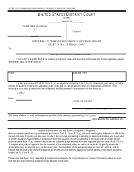 Form AO89B Subpoena to Produce Documents, Information, or Objects in a Criminal Case