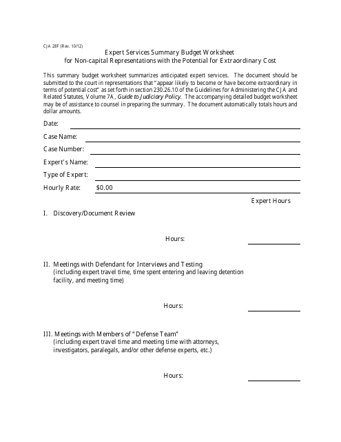 Form CJA28F - Fill Out, Sign Online and Download Fillable PDF ...