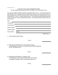Form CJA28F Expert Services Summary Budget Worksheet for Non-capital Representations With the Potential for Extraordinary Cost
