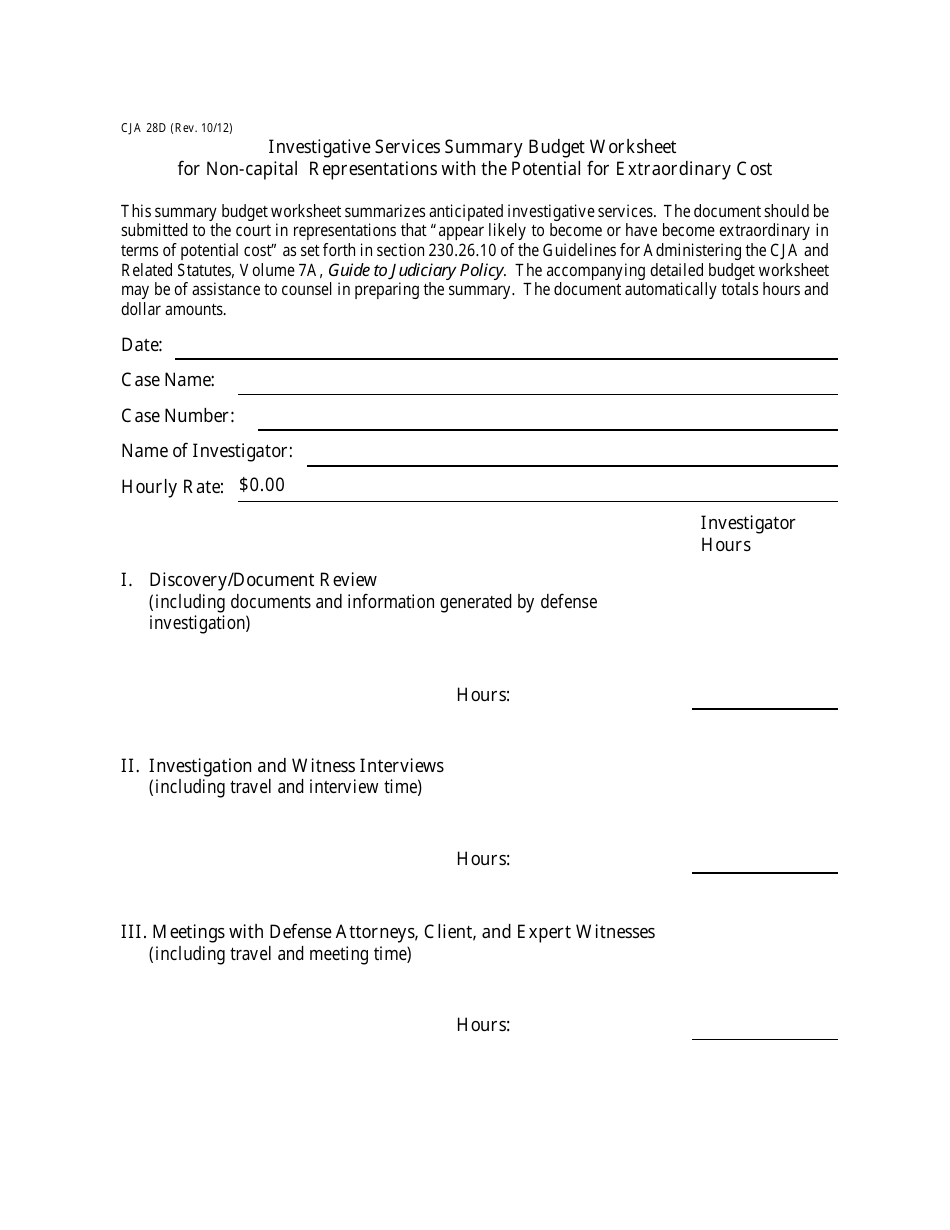 Form CJA28D - Fill Out, Sign Online and Download Fillable PDF ...