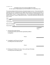 Form CJA28D Investigative Services Summary Budget Worksheet for Non-capital Representations With the Potential for Extraordinary Cost