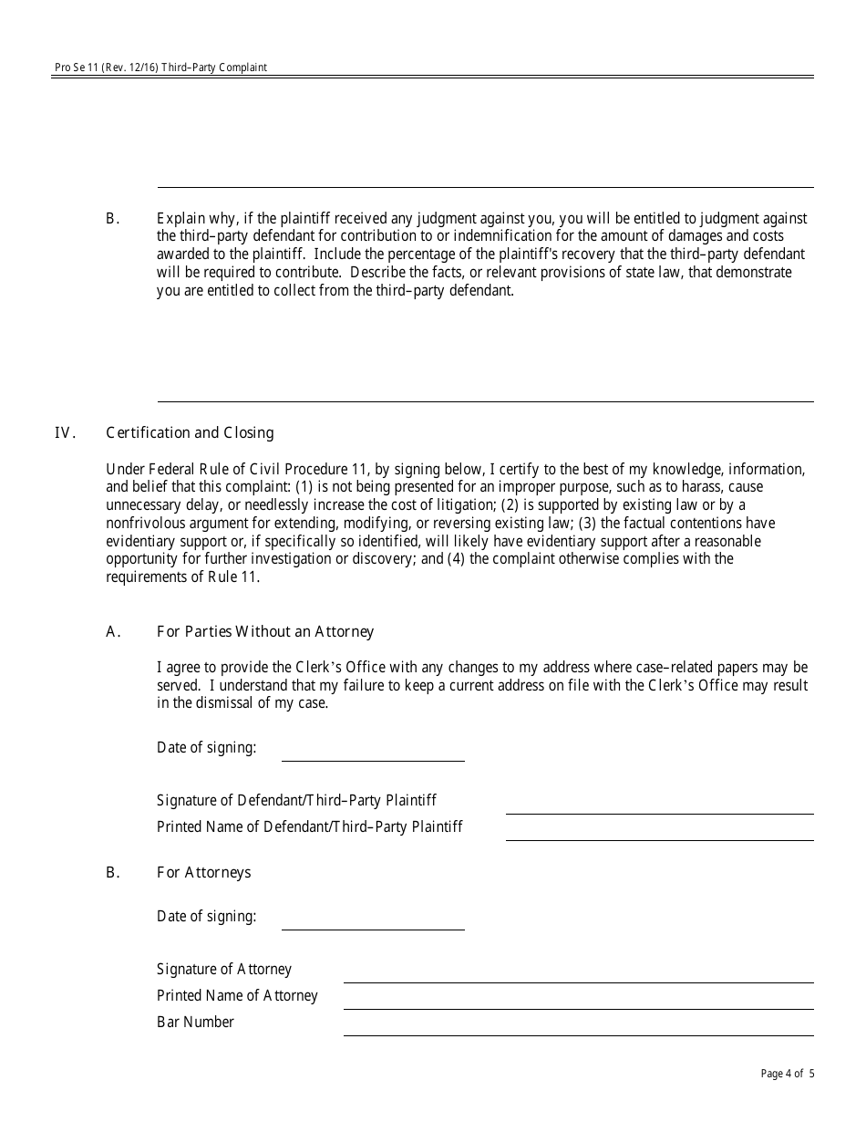 Form Pro Se11 Third - Party Complaint, Page 4