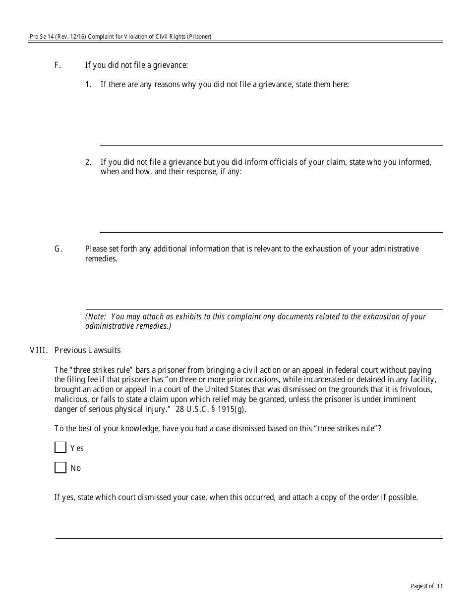 Form Pro Se14 - Fill Out, Sign Online and Download Fillable PDF ...