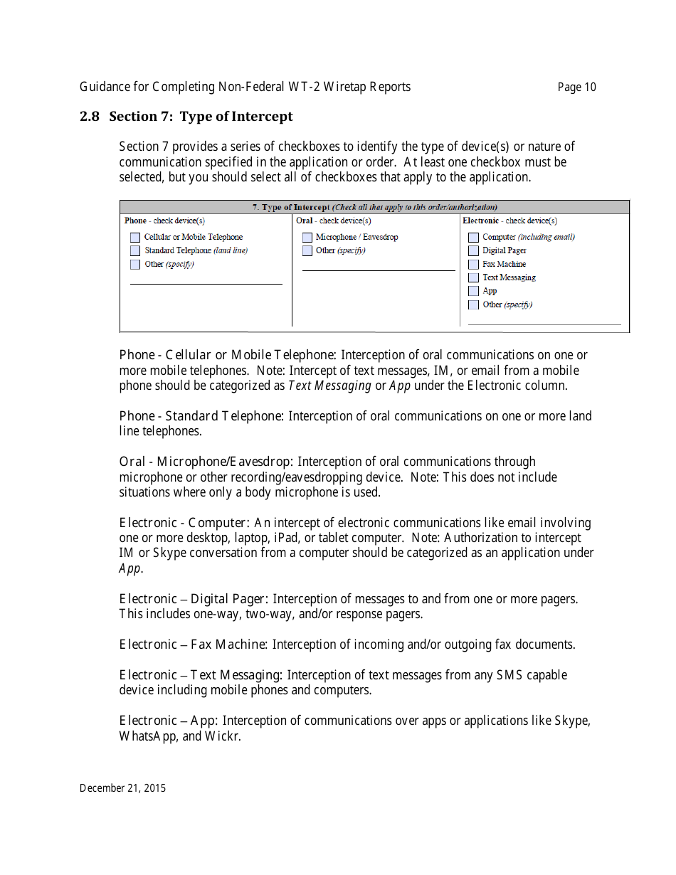 Instructions for Form WT-2 Non-federal Wiretap Reports, Page 11