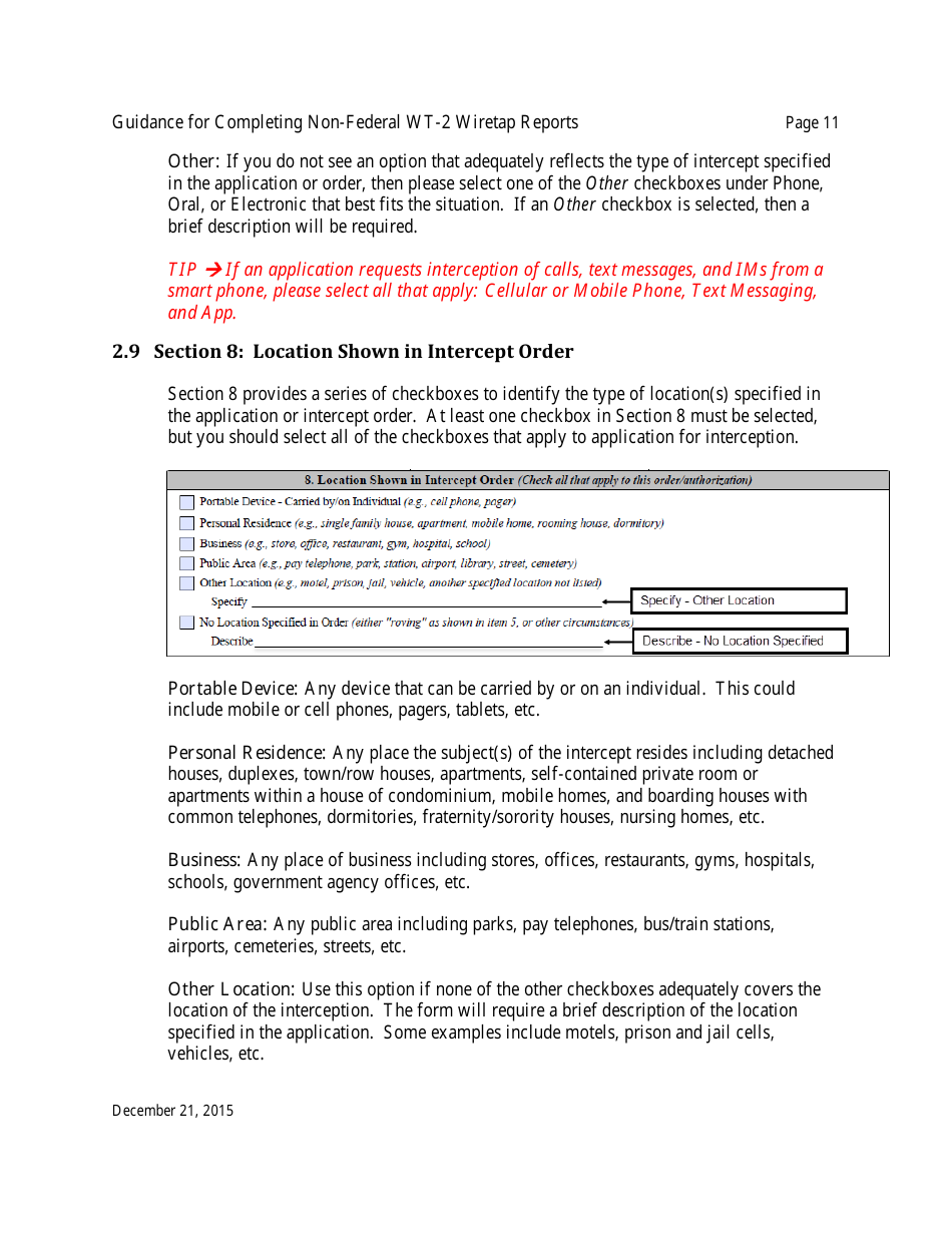 Instructions for Form WT-2 Non-federal Wiretap Reports, Page 12